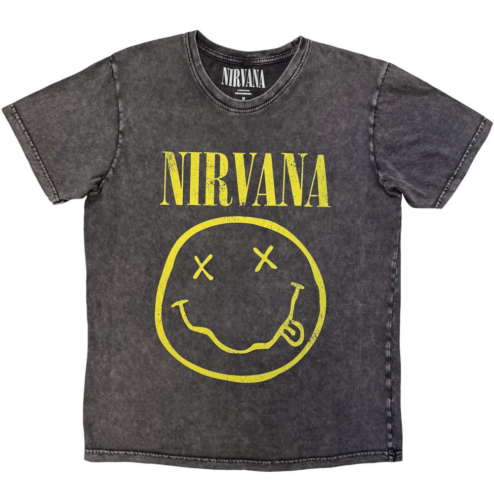 Nirvana - Yellow Happy Face Herren TShirt - Grau